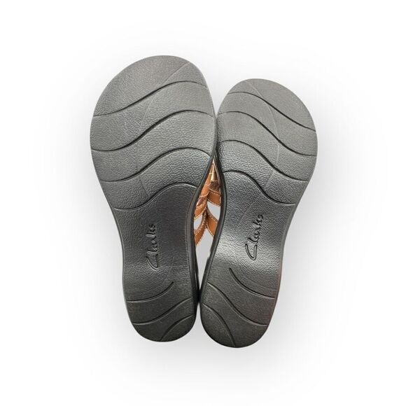 NWT Clarks Womens Leisa Cacti Leather Embellished Slip-on Sandals Brown Sz 8.5 - Picture 10 of 13